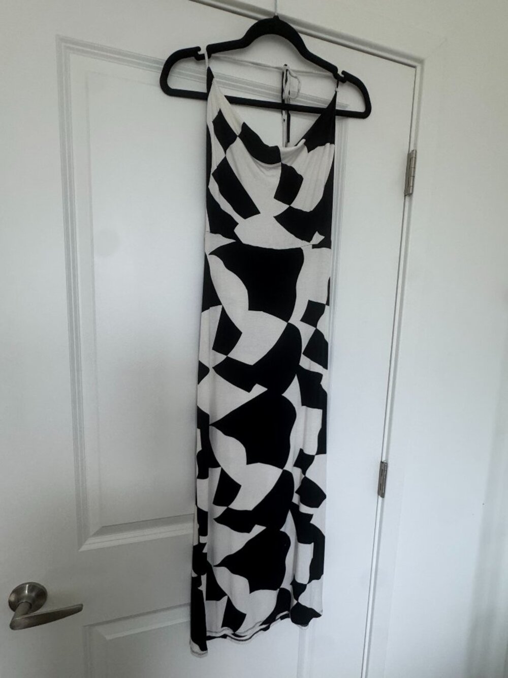 Forever 21 Black White Cowl Neck Open Back Maxi Dress S